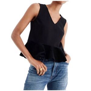 J Crew Velvet Peplum Black Sleeveless Top / Shirt, Women’s Size Small